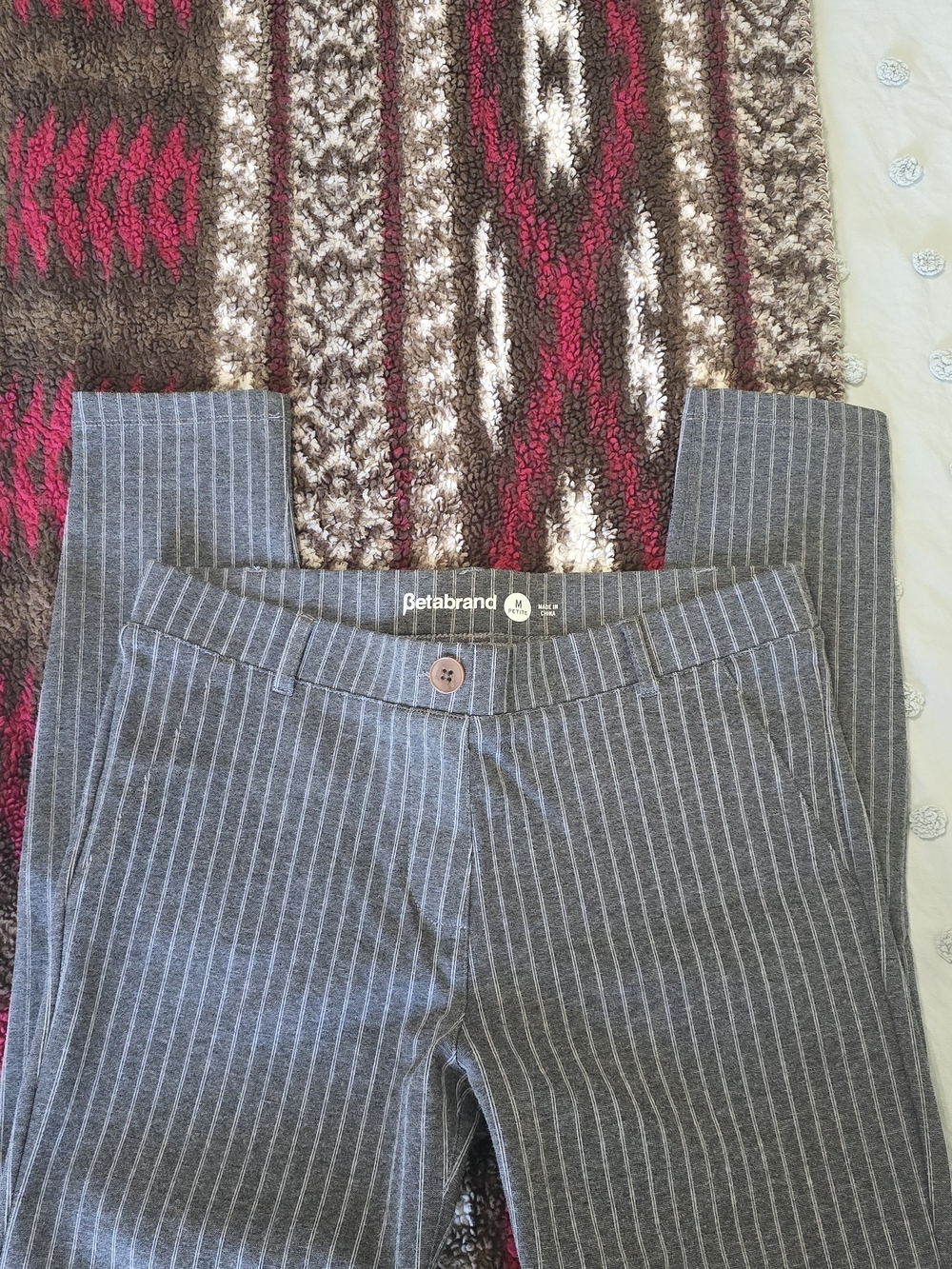 Betabrand Womens Charcoal Gray Pinstripe Dress Pants